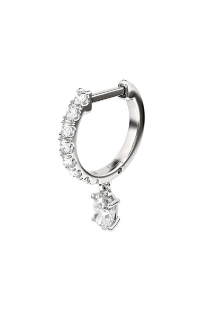 Hautecarat Lab Created Diamond Drop Huggie Hoop Earrings In 18k White Gold