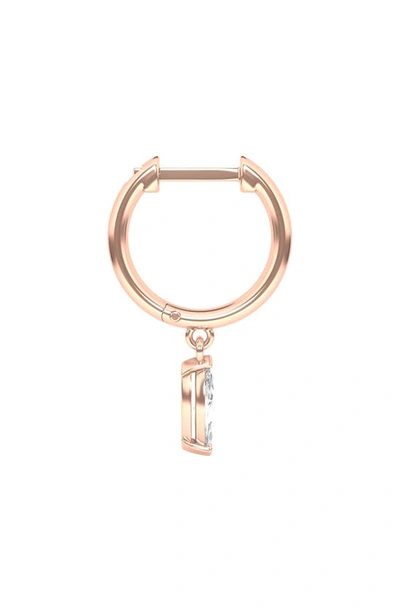 Hautecarat Lab Created Diamond Drop Huggie Hoop Earrings In 18k Rose Gold