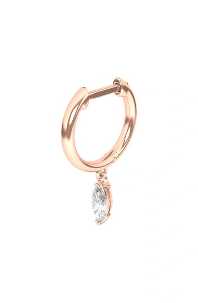 Hautecarat Lab Created Diamond Drop Huggie Hoop Earrings In 18k Rose Gold
