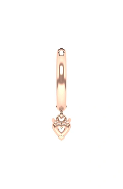 Hautecarat Lab Created Diamond Drop Huggie Hoop Earrings In 18k Rose Gold