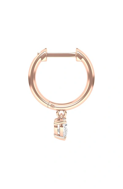 Hautecarat Lab Created Diamond Drop Huggie Hoop Earrings In 18k Rose Gold