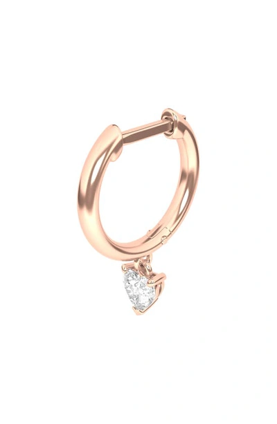 Hautecarat Lab Created Diamond Drop Huggie Hoop Earrings In 18k Rose Gold