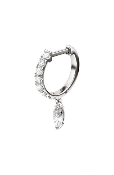 Shop Hautecarat Lab Created Diamond Drop Huggie Hoop Earrings In 18k White Gold