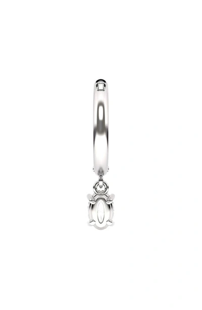 Hautecarat Lab Created Diamond Drop Huggie Hoop Earrings In 18k White Gold