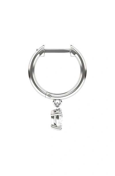 Hautecarat Lab Created Diamond Drop Huggie Hoop Earrings In 18k White Gold