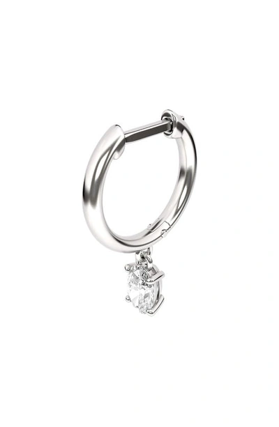 Hautecarat Lab Created Diamond Drop Huggie Hoop Earrings In 18k White Gold