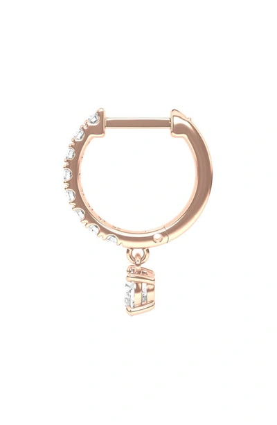 Hautecarat Lab Created Diamond Drop Huggie Hoop Earrings In 18k Rose Gold