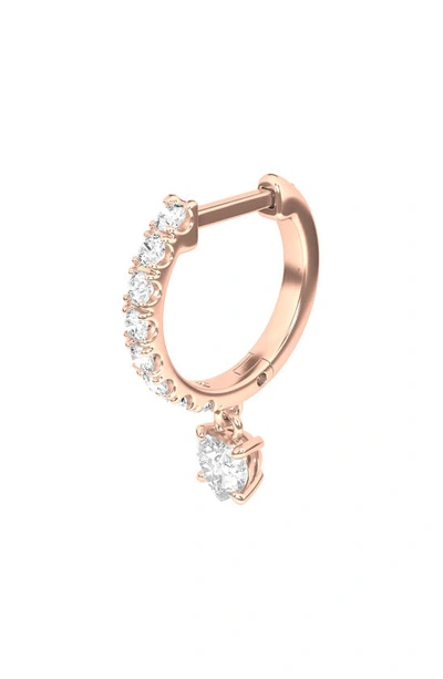 Hautecarat Lab Created Diamond Drop Huggie Hoop Earrings In 18k Rose Gold
