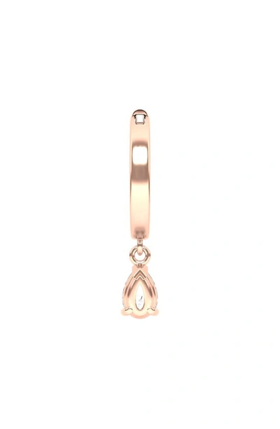 Hautecarat Lab Created Diamond Drop Huggie Hoop Earrings In 18k Rose Gold