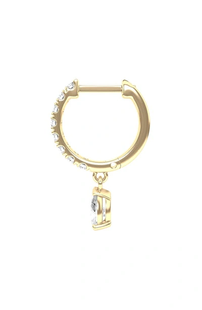 Hautecarat Lab Created Diamond Drop Huggie Hoop Earrings In 18k Yellow Gold