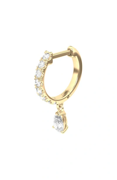 Hautecarat Lab Created Diamond Drop Huggie Hoop Earrings In 18k Yellow Gold