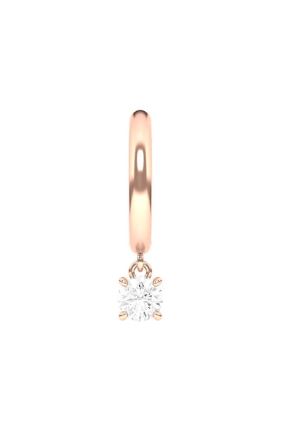 Hautecarat Lab Created Diamond Drop Huggie Hoop Earrings In 18k Rose Gold