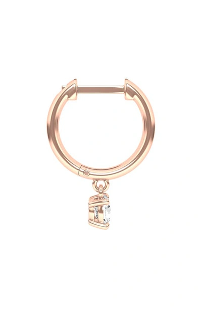 Hautecarat Lab Created Diamond Drop Huggie Hoop Earrings In 18k Rose Gold