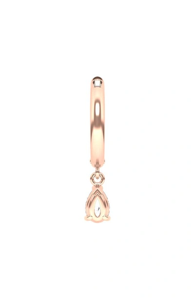 Hautecarat Lab Created Diamond Drop Huggie Hoop Earrings In 18k Rose Gold