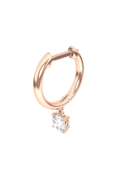 Hautecarat Lab Created Diamond Drop Huggie Hoop Earrings In 18k Rose Gold