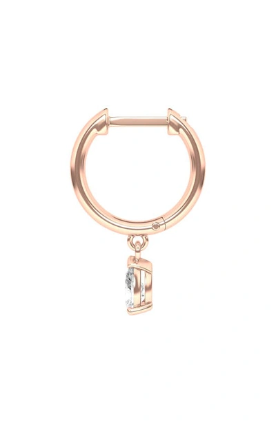 Hautecarat Lab Created Diamond Drop Huggie Hoop Earrings In 18k Rose Gold