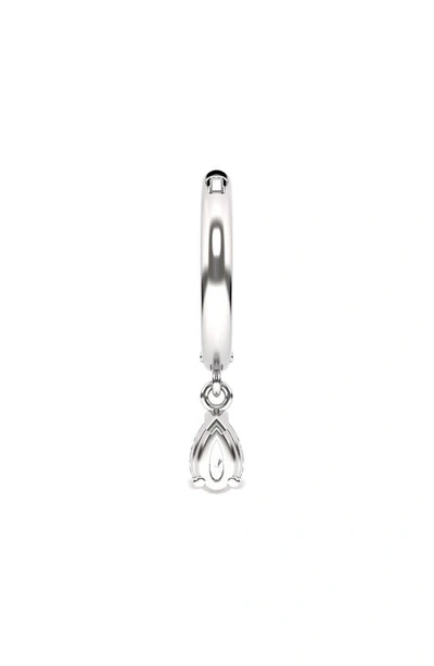 Hautecarat Lab Created Diamond Drop Huggie Hoop Earrings In 18k White Gold