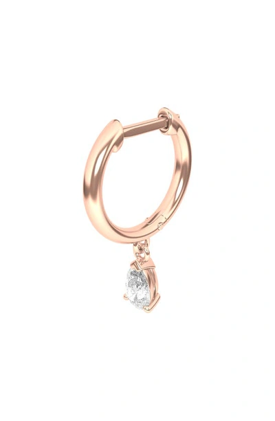 Hautecarat Lab Created Diamond Drop Huggie Hoop Earrings In 18k Rose Gold