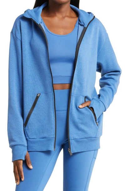 Shop Tomboyx Constant Zip Hoodie In Chrome Blue