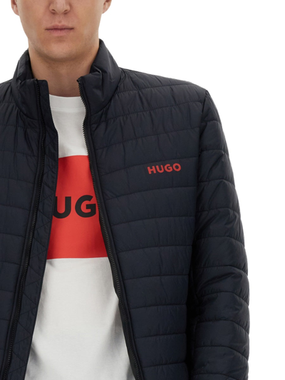 Shop Hugo Logo Print Jacket In Black