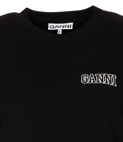 Shop Ganni Logo Sweatshirt In Black