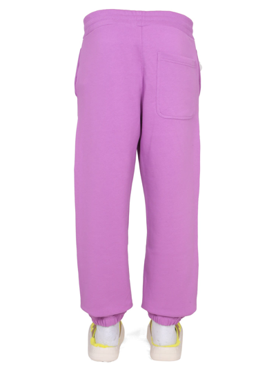 Shop Msgm Jogging Pants With Logo In Lilla