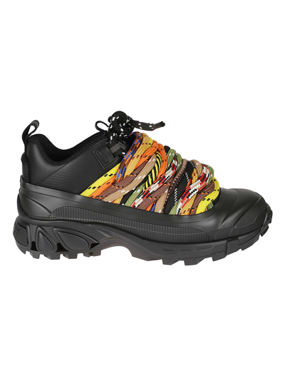 Shop Burberry Arthur Low Top Sneakers In Black/multicolor