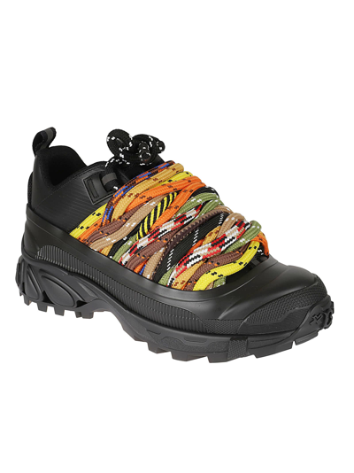 Shop Burberry Arthur Low Top Sneakers In Black/multicolor