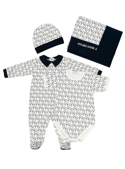 Shop Golden Goose Star Baby White And Blue Cotton Coordinated Suit Baby Boy  Kids
