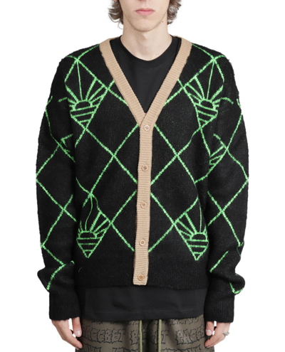 Paccbet Abstract-pattern Knit Cardigan In Black