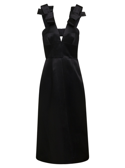 Shop Jil Sander Satin Sleeveless Midi Dress In Black