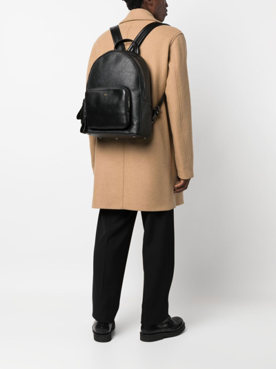 Shop Doucal's Tumbled Leather Backpack In Black