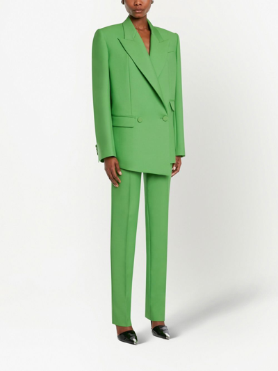 Shop Alexander Mcqueen Double-breasted Drop Hem Blazer In Green