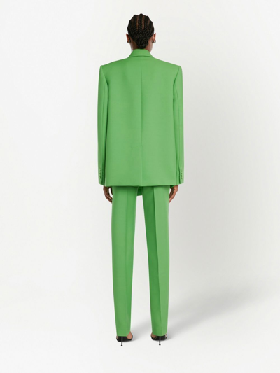 Shop Alexander Mcqueen Double-breasted Drop Hem Blazer In Green