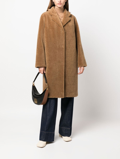 Shop V:pm Atelier X Paisi Single-breasted Shearling Coat In Brown