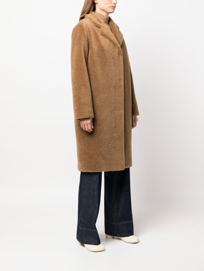 Shop V:pm Atelier X Paisi Single-breasted Shearling Coat In Brown