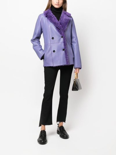 Shop V:pm Atelier X Paisi Reversible Shearling Jacket In Purple