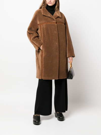 Shop V:pm Atelier X Paisi High-neck Shearling Coat In Brown
