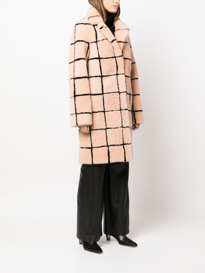 Shop V:pm Atelier X Paisi Check-print Shearling Coat In Pink