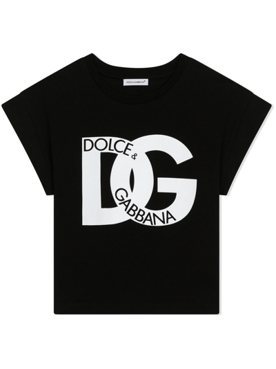 Shop Dolce & Gabbana Logo-print Cotton T-shirt In Black