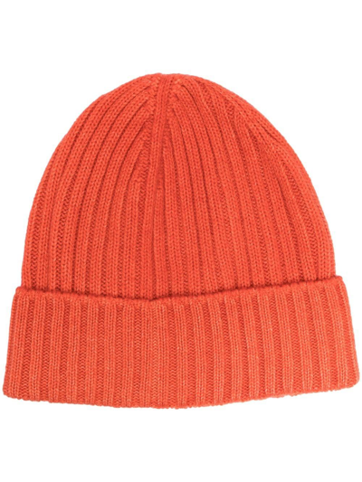 Dell'oglio Cashmere Ribbed-knit Beanie In Orange
