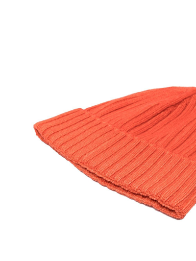 Dell'oglio Cashmere Ribbed-knit Beanie In Orange