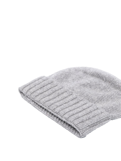 Dell'oglio Cashmere Fine-knit Beanie In Grey