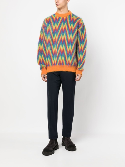 Shop Roberto Collina Zig-zag Pattern Knit Jumper In Orange