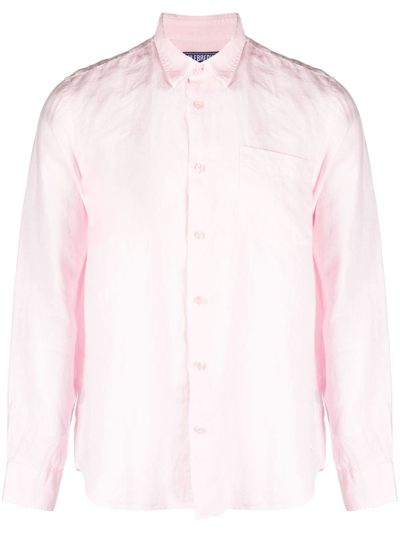 Shop Vilebrequin Caroubis Long-sleeved Linen Shirt In Pink