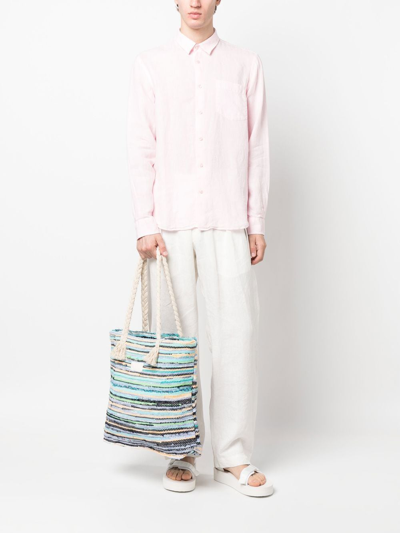 Vilebrequin Caroubis Solid Shirt In Linen In Pink