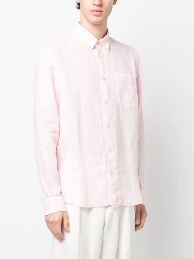Vilebrequin Caroubis Solid Shirt In Linen In Pink