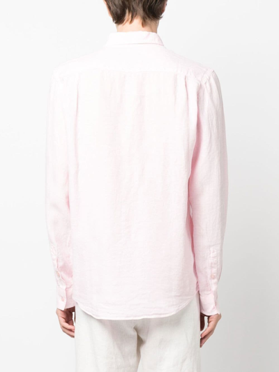 Vilebrequin Caroubis Solid Shirt In Linen In Pink