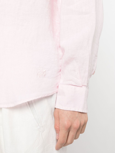 Shop Vilebrequin Caroubis Long-sleeved Linen Shirt In Pink