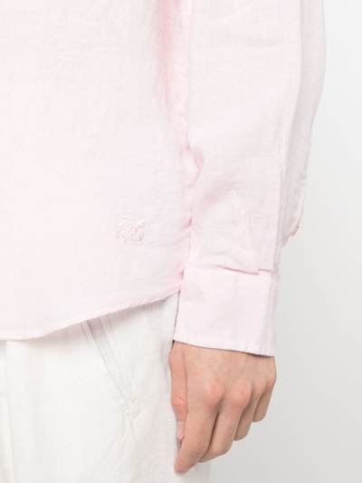 Vilebrequin Caroubis Solid Shirt In Linen In Pink